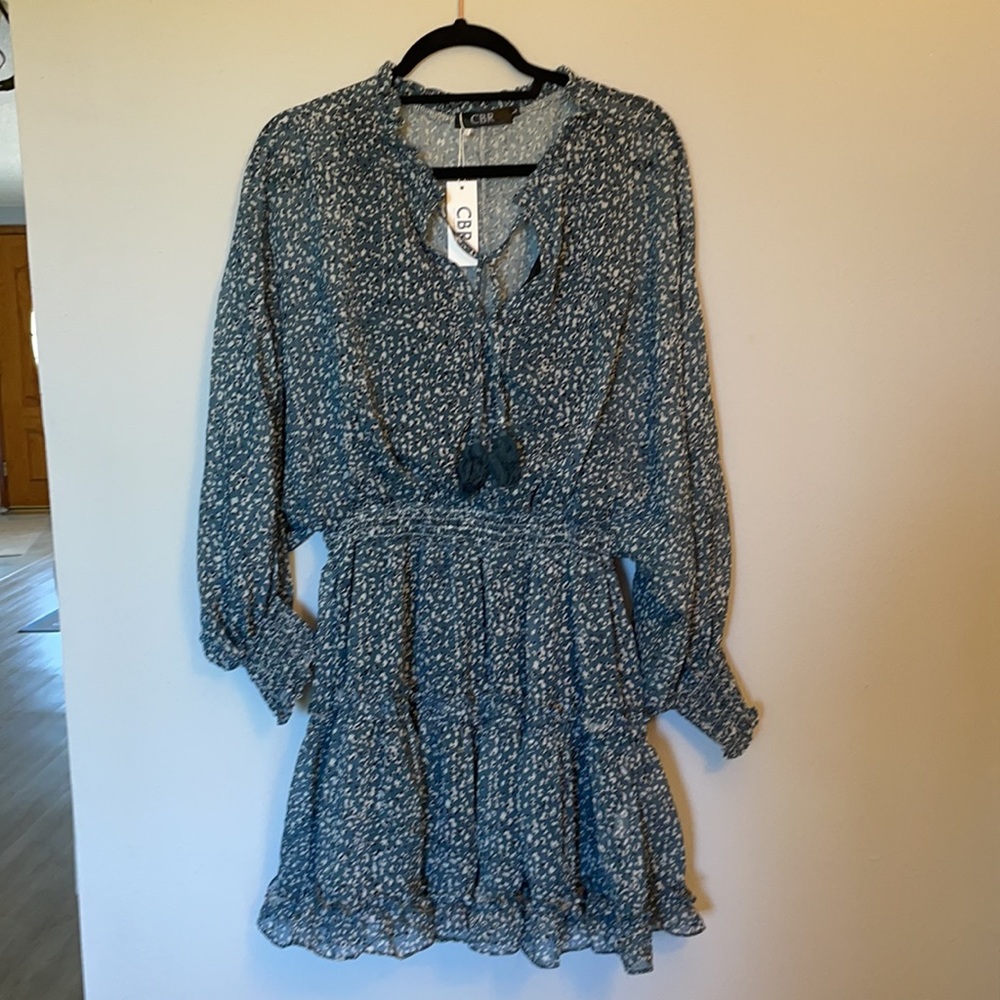Floral Print V-neck Long Sleeve Dress